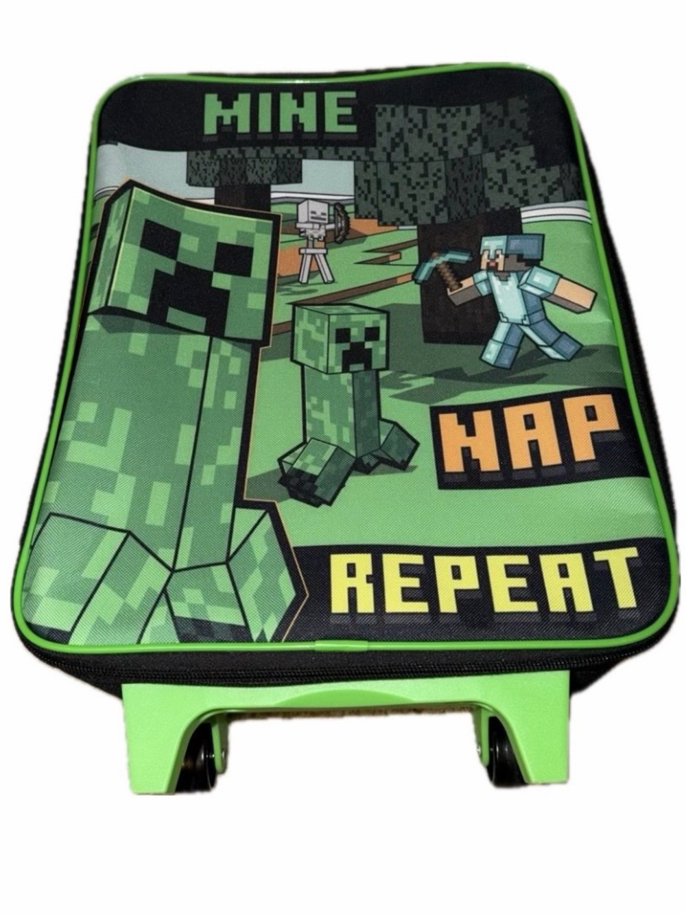 Minecraft Kids Green Creeper Rolling suitcase luggage
